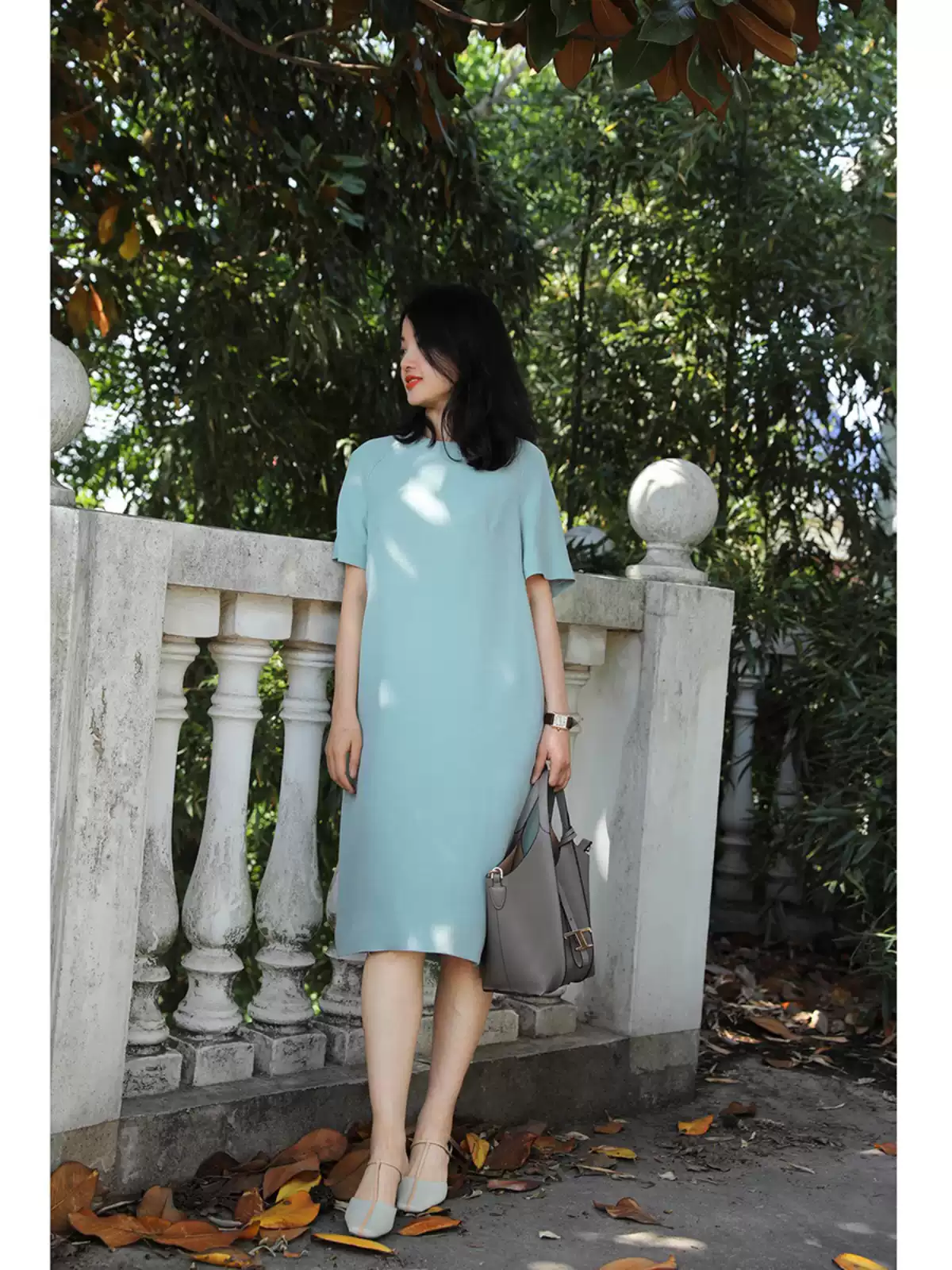 真丝羊毛 高端精致丝毛连衣裙春夏裙子全桑蚕丝里短袖极简女装